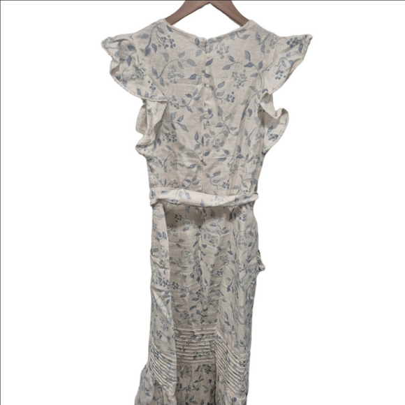 Reformation Lili Linen Floral Ruffle Sleeve Dress - Picture 12 of 14